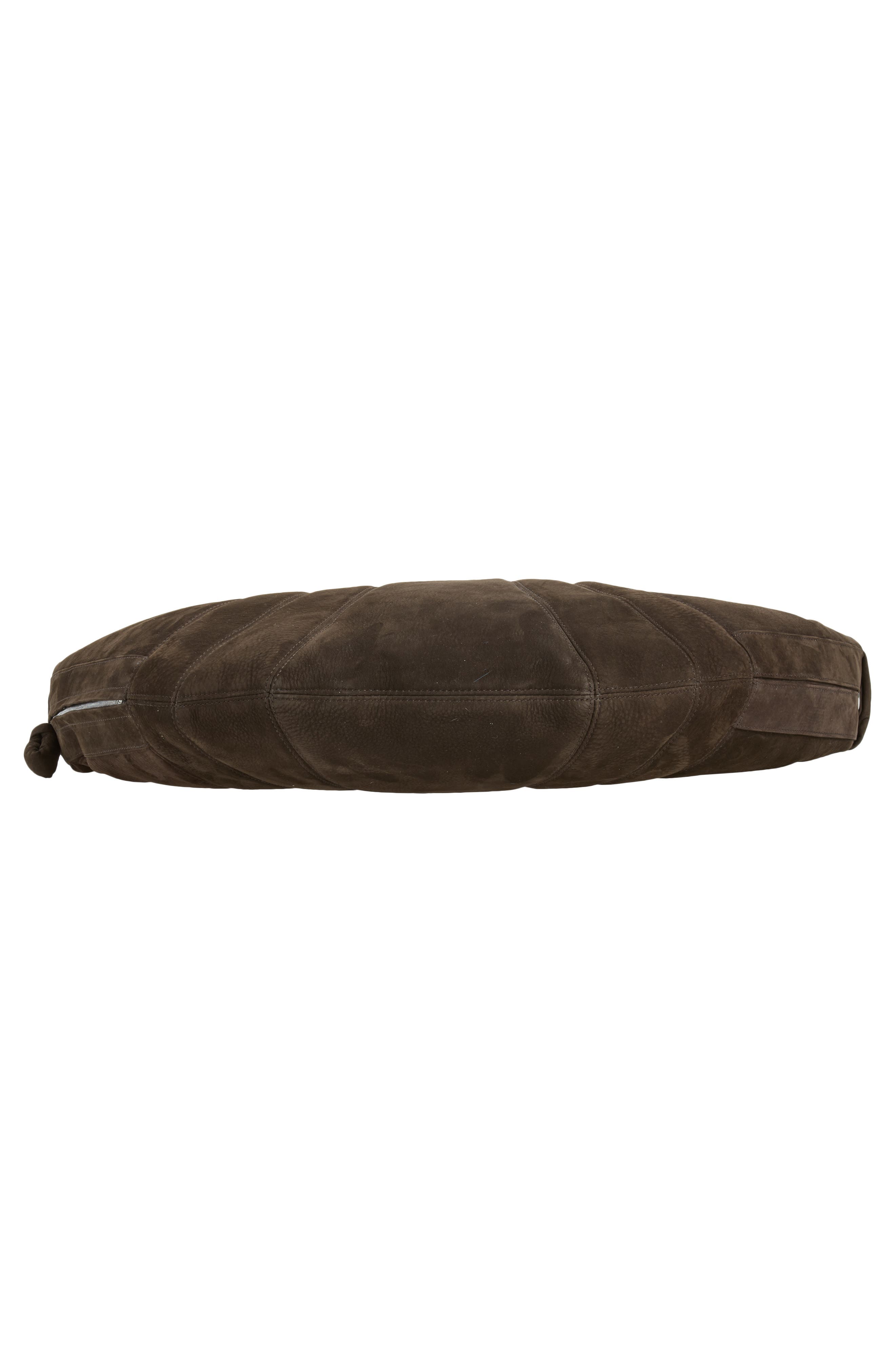 Large Croissant Nubuck Leather Bag, Alternate, color, EBONY BROWN