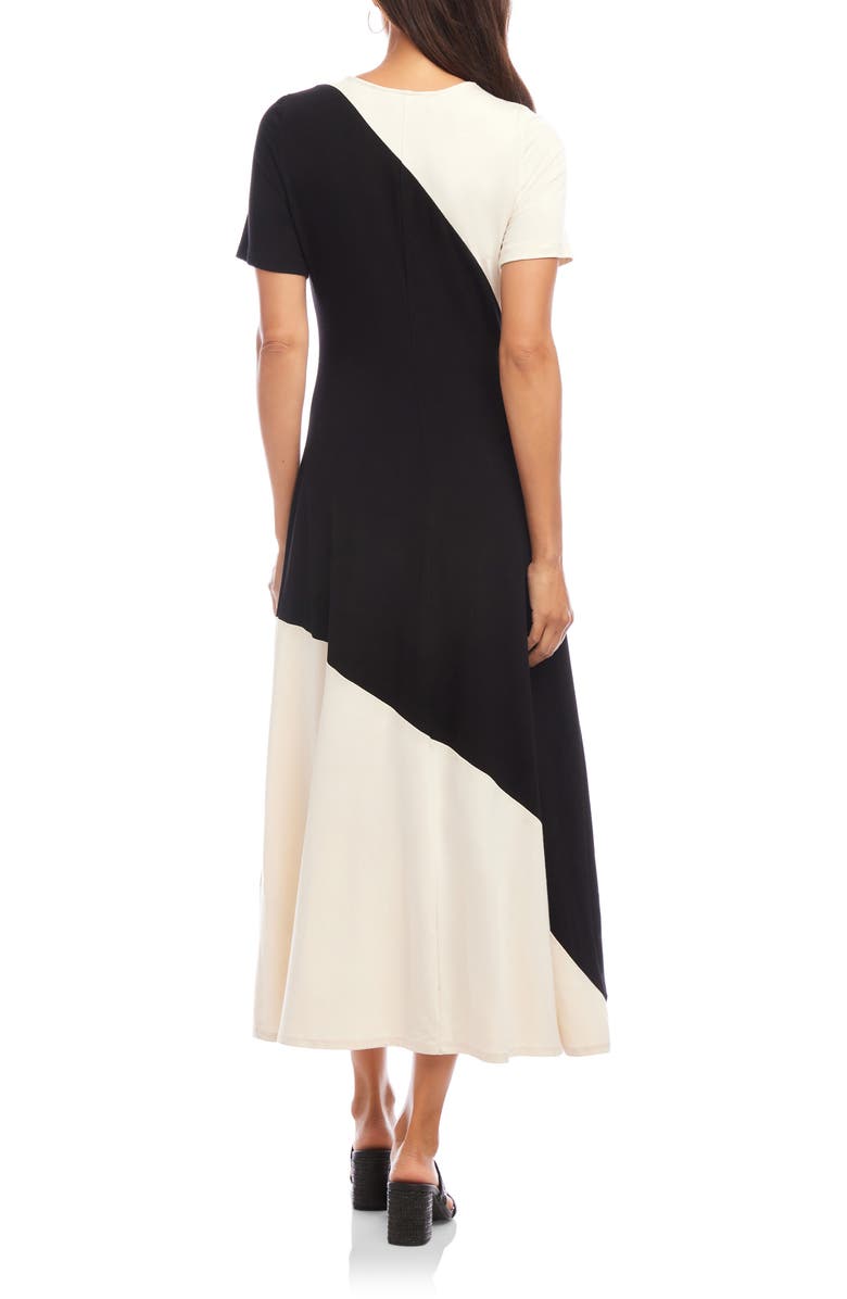 Karen Kane Colorblock Jersey Midi Dress, Alternate, color, Ecru/ Black