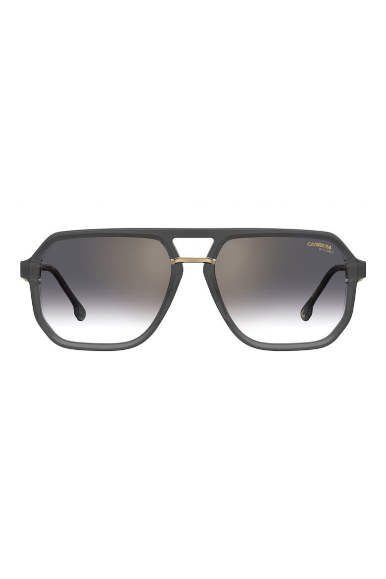 Victory 58mm Gradient Rectangular Sunglasses, Main, color, GREY/ GREY SF GD SP
