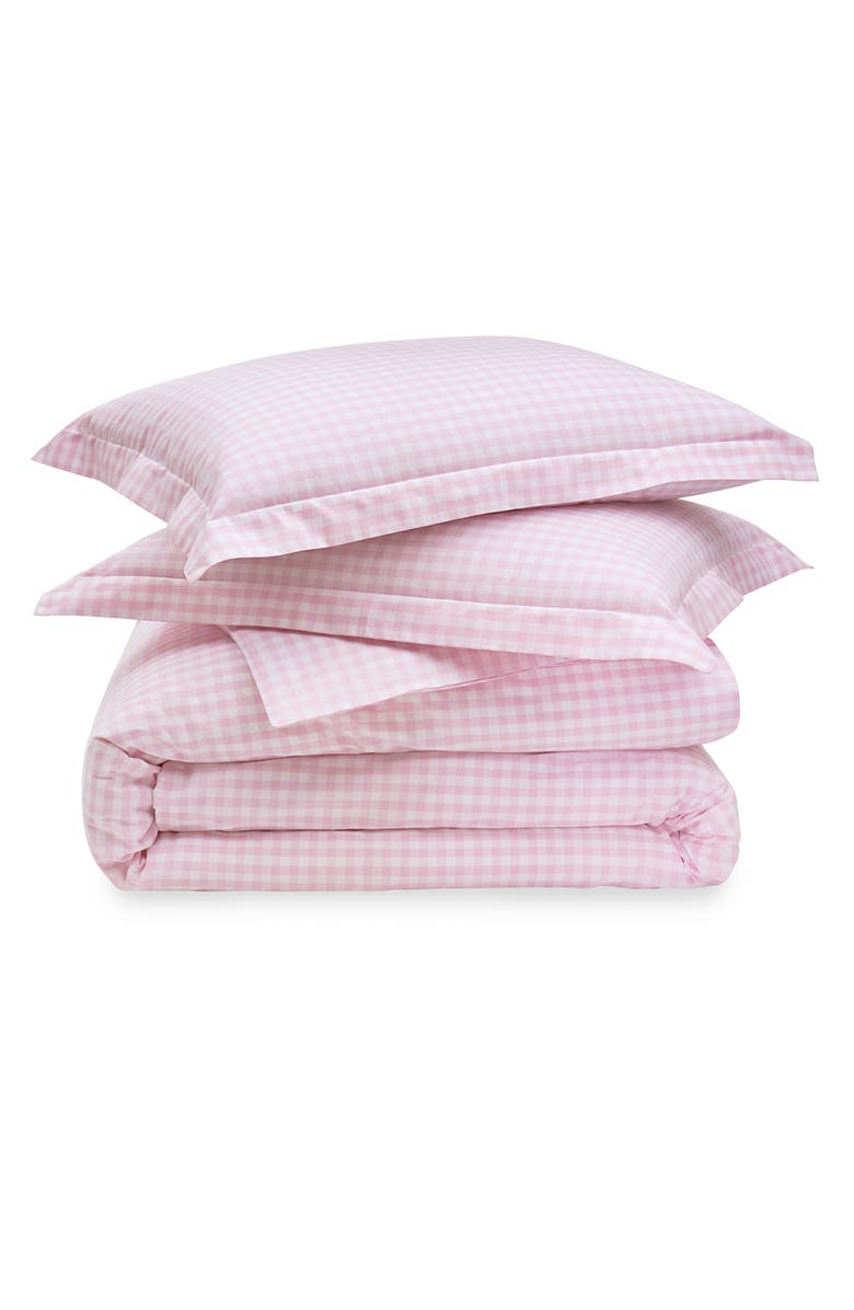 Petite Plume Signature Collection Gingham Duvet Cover & Shams Set, Main, color, Pink