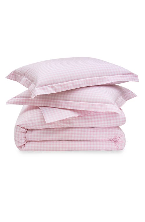 Petite Plume Signature Collection Gingham Duvet Cover & Shams Set In Pink