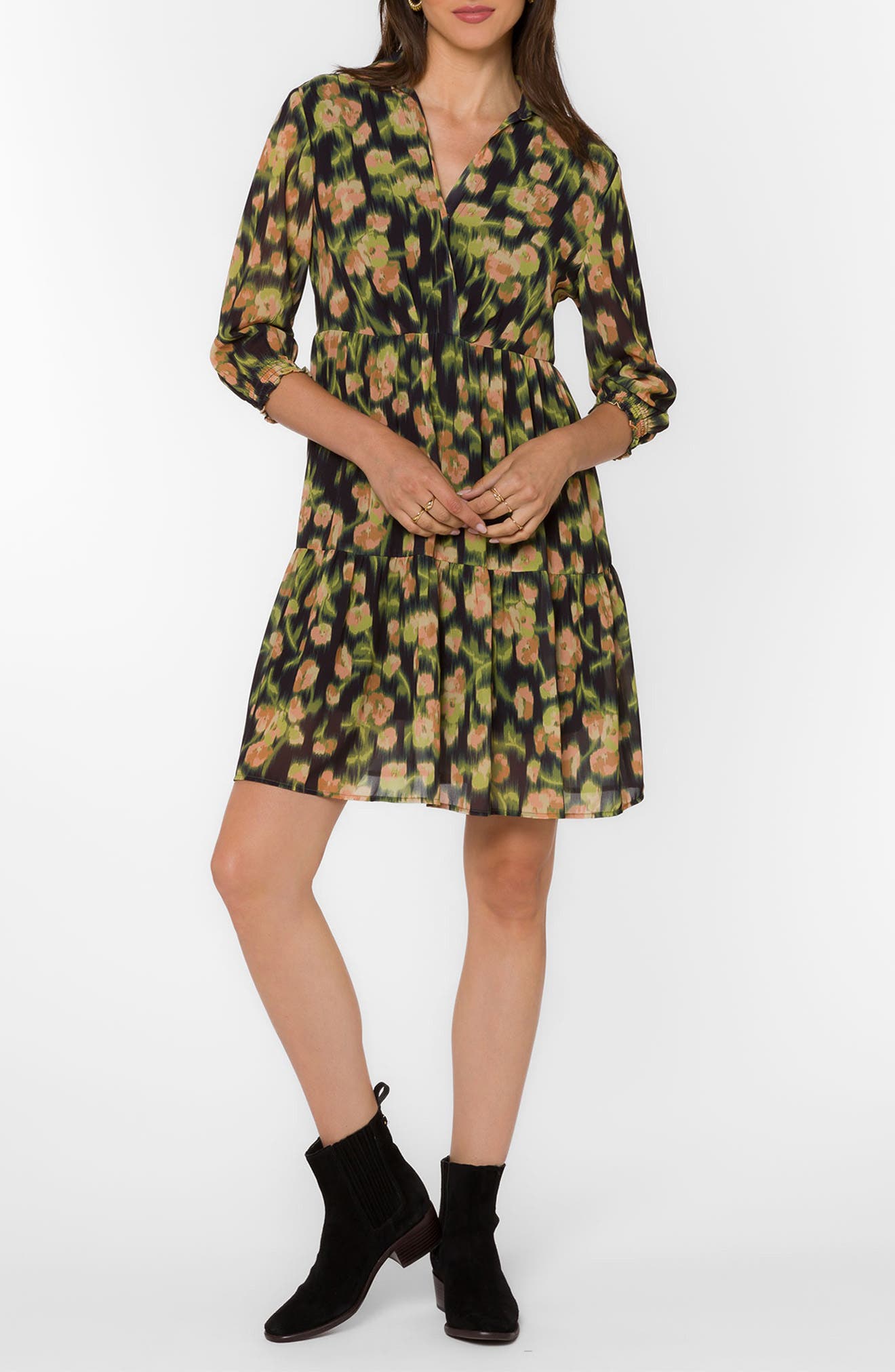 Cardea Surplice Tiered Minidress