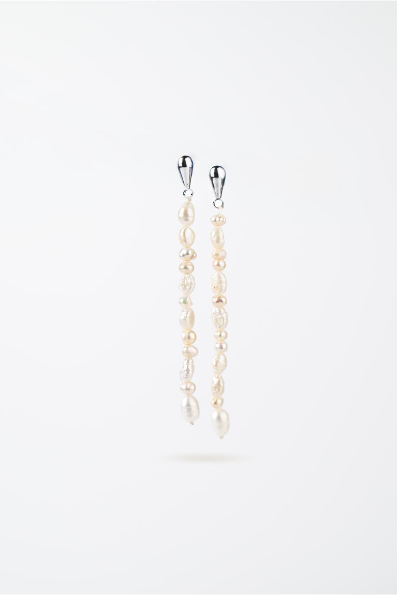 Dew Pearl Strand Earrings, Main, color, Silver