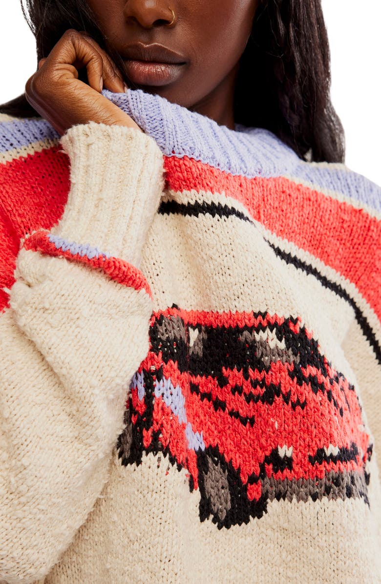 Free People Fast Lane Oversize Sweater, Alternate, color, Race Car Combo