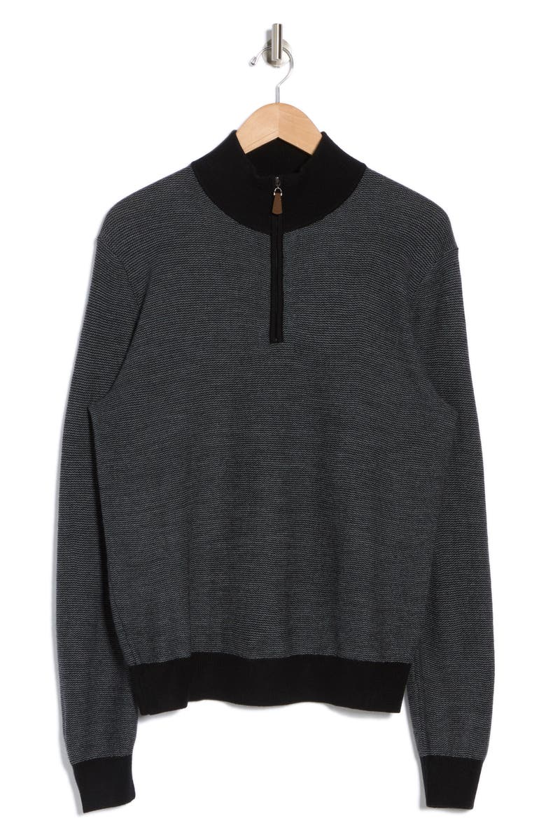 Bruno Magli Feeder Stripe Piqué Sweater, Alternate, color, Black Grey