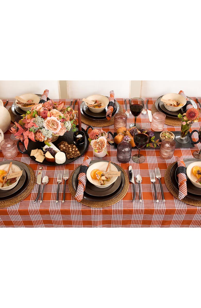 Solino Home Linen Table Throw - Glen Check, 52" x 52" Inch, 52" x 52" Inch, Alternate, color, Nutmeg