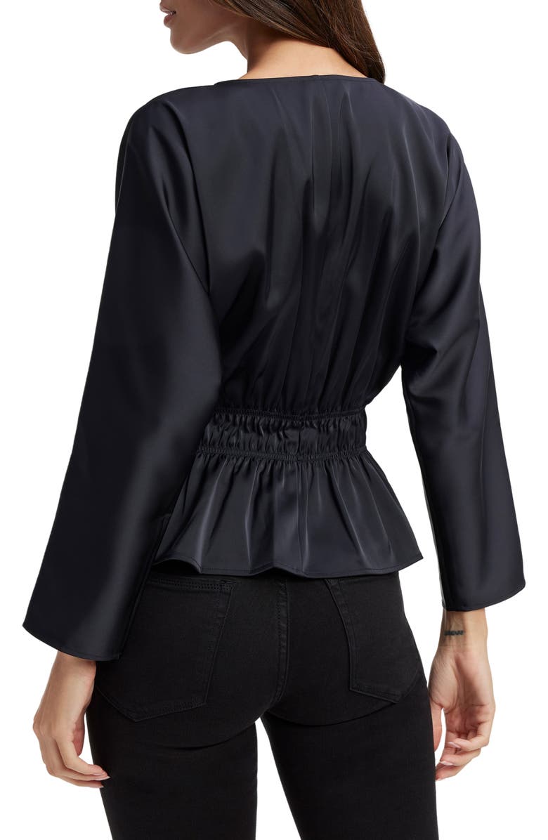 Good American Deep V-Neck Dolman Sleeve Satin Top, Alternate, color, 