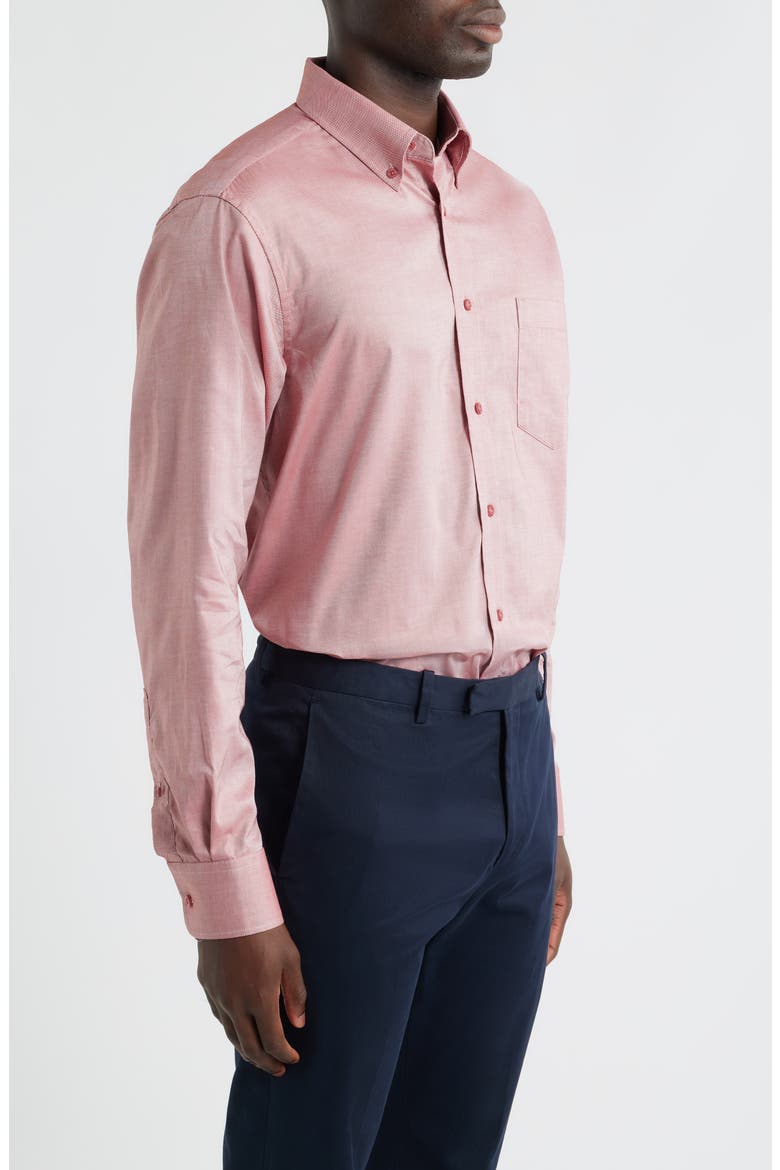 Regular Fit Red Cotton Button-Down Oxford Shirt, Alternate, color, RED