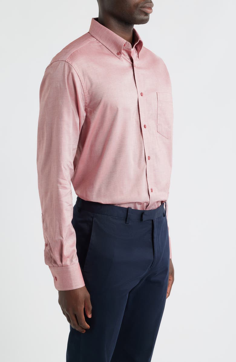 Roffe Accessories Eagle Regular Fit Red Cotton Button-Down Oxford Shirt, Alternate, color, Red