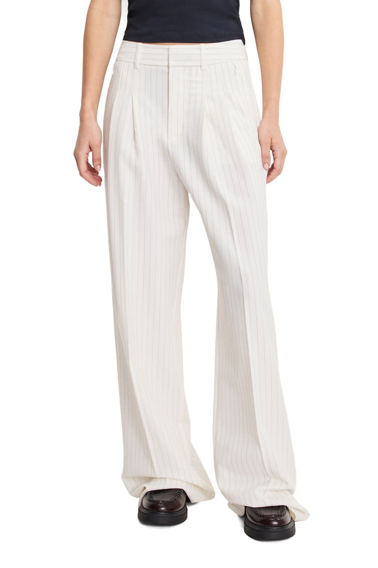 Essential Wide Leg Suiting Pants, Main, color, CHESTNUT PIN STRIPE
