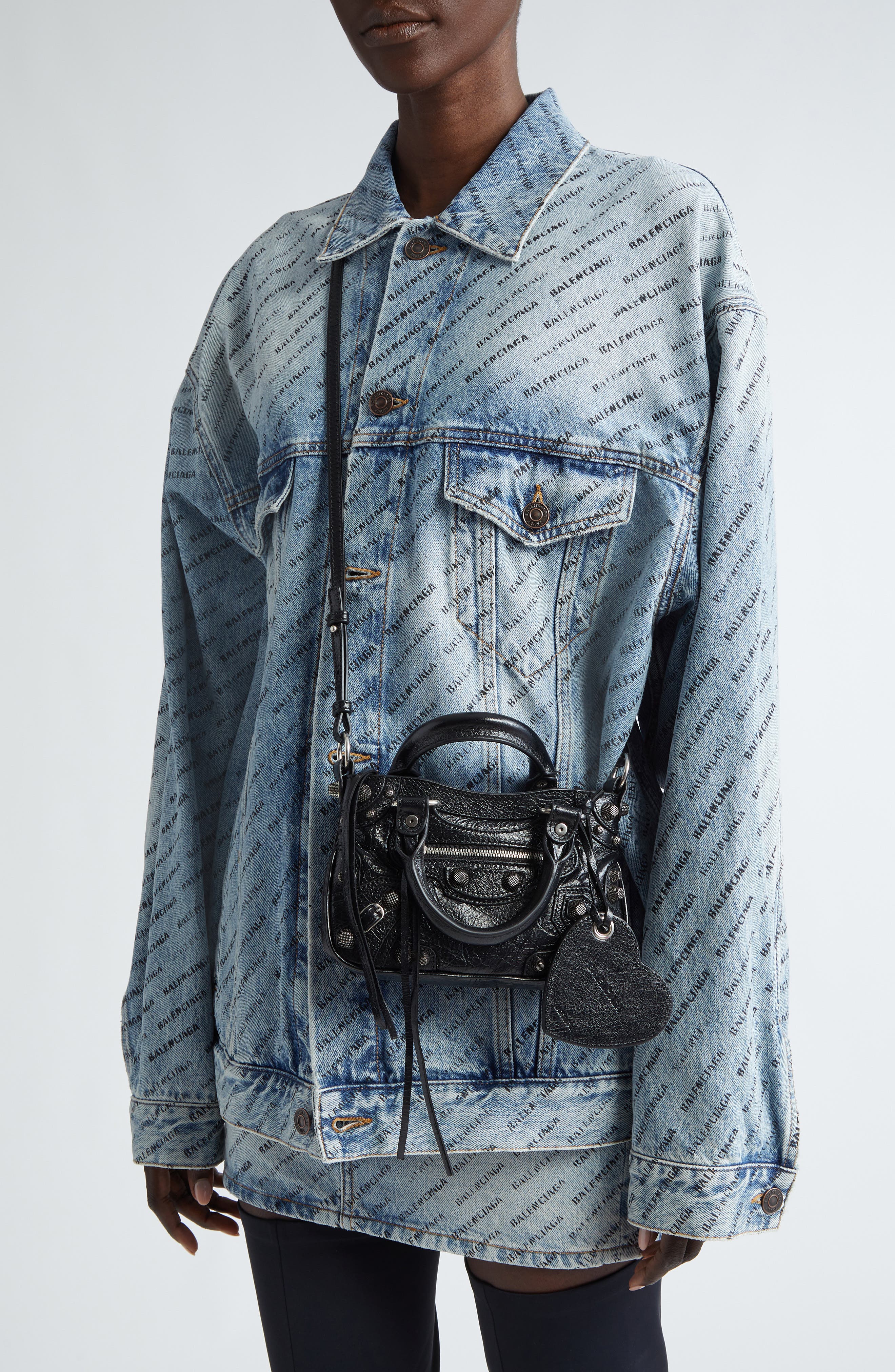 Balenciaga Mini Neo Cagole Metallic Leather Tote, Alternate, color, 