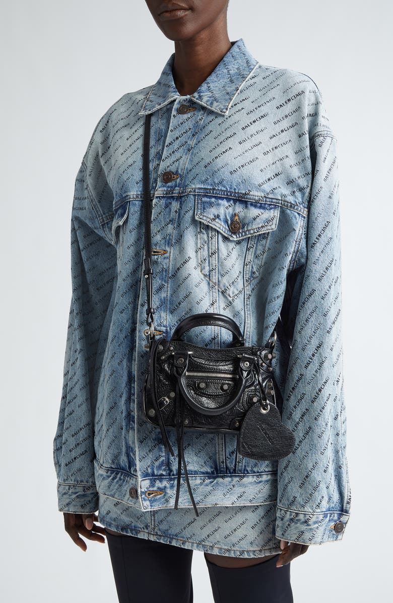 Balenciaga Mini Neo Cagole Metallic Leather Tote, Alternate, color,