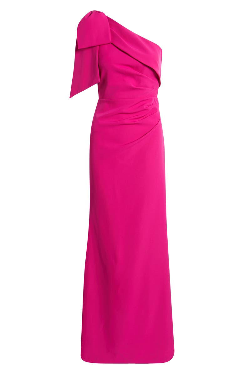Eliza J Bow Detail One-Shoulder Gown, Alternate, color, Magenta