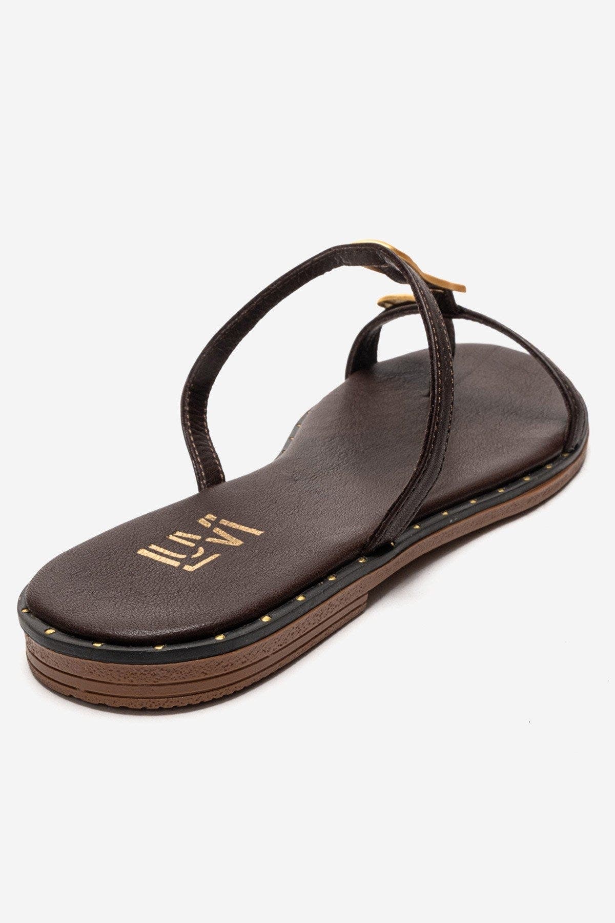 Forever & Always Shoes Tessa Leather Thong Sandal, Alternate, color, Brown
