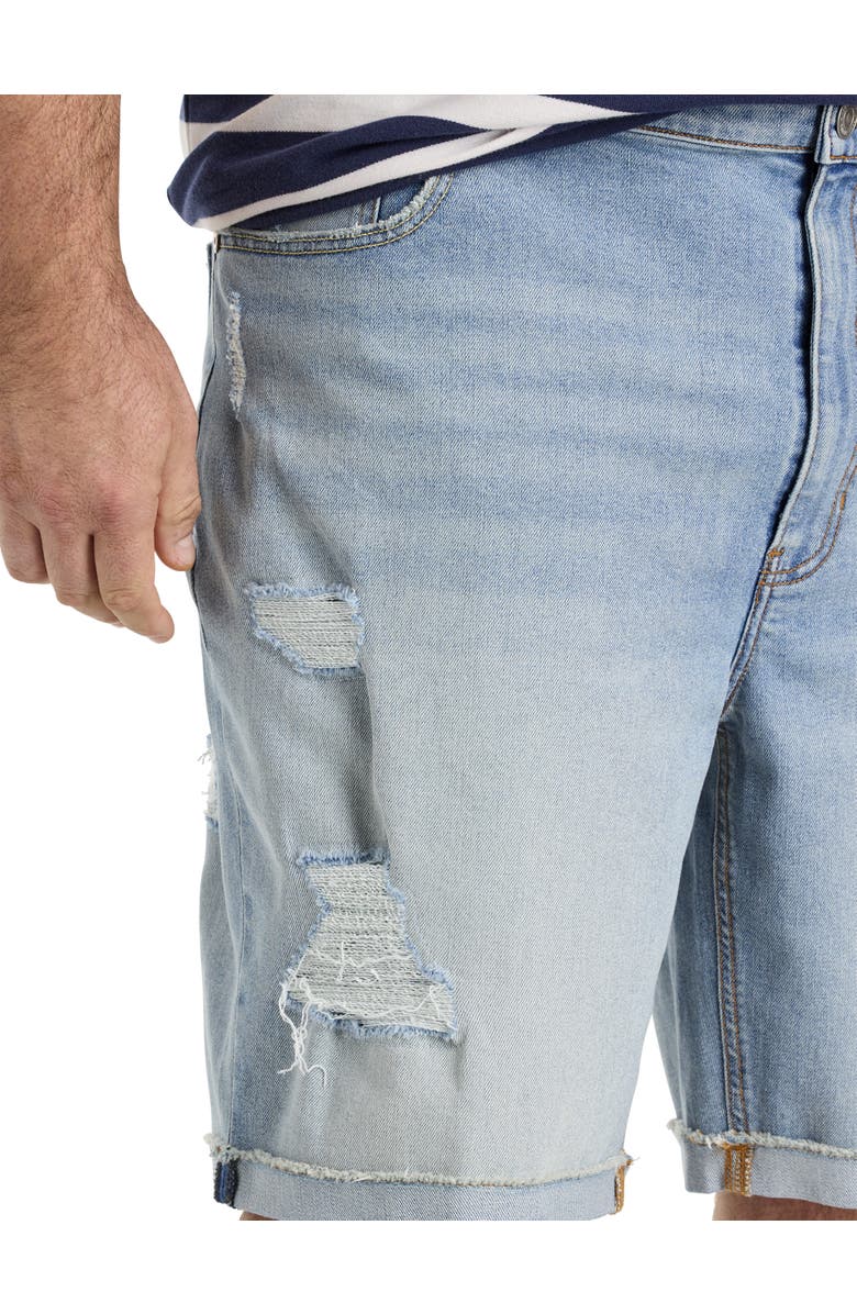 True Nation by DXL Big & Tall Athletic-Fit Destructed Denim Shorts, Alternate, color, Scooby Blue