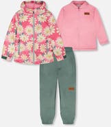 Deux par Deux 3-in-1 Two-Piece Mid-Season Outerwear with Solid Pants Set