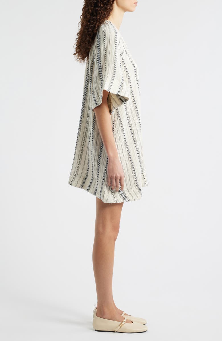 FRNCH Noronha Stripe Organic Cotton Gauze Shirtdress, Alternate, color, Creme