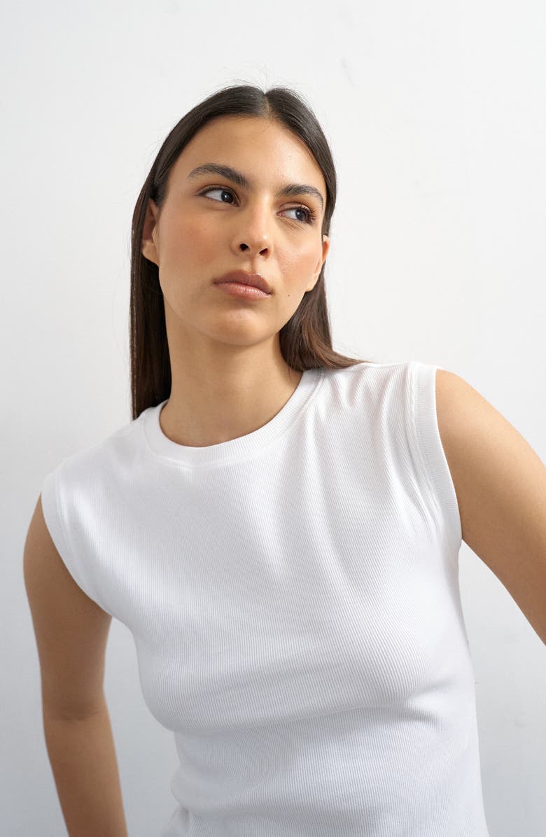 Topshop Rib Boyfriend Tank, Alternate, color, White