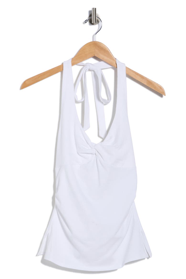 Ruched Halter Top, Alternate, color, WHITE