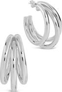 Sterling Forever Michaela Triple Hoop Earrings