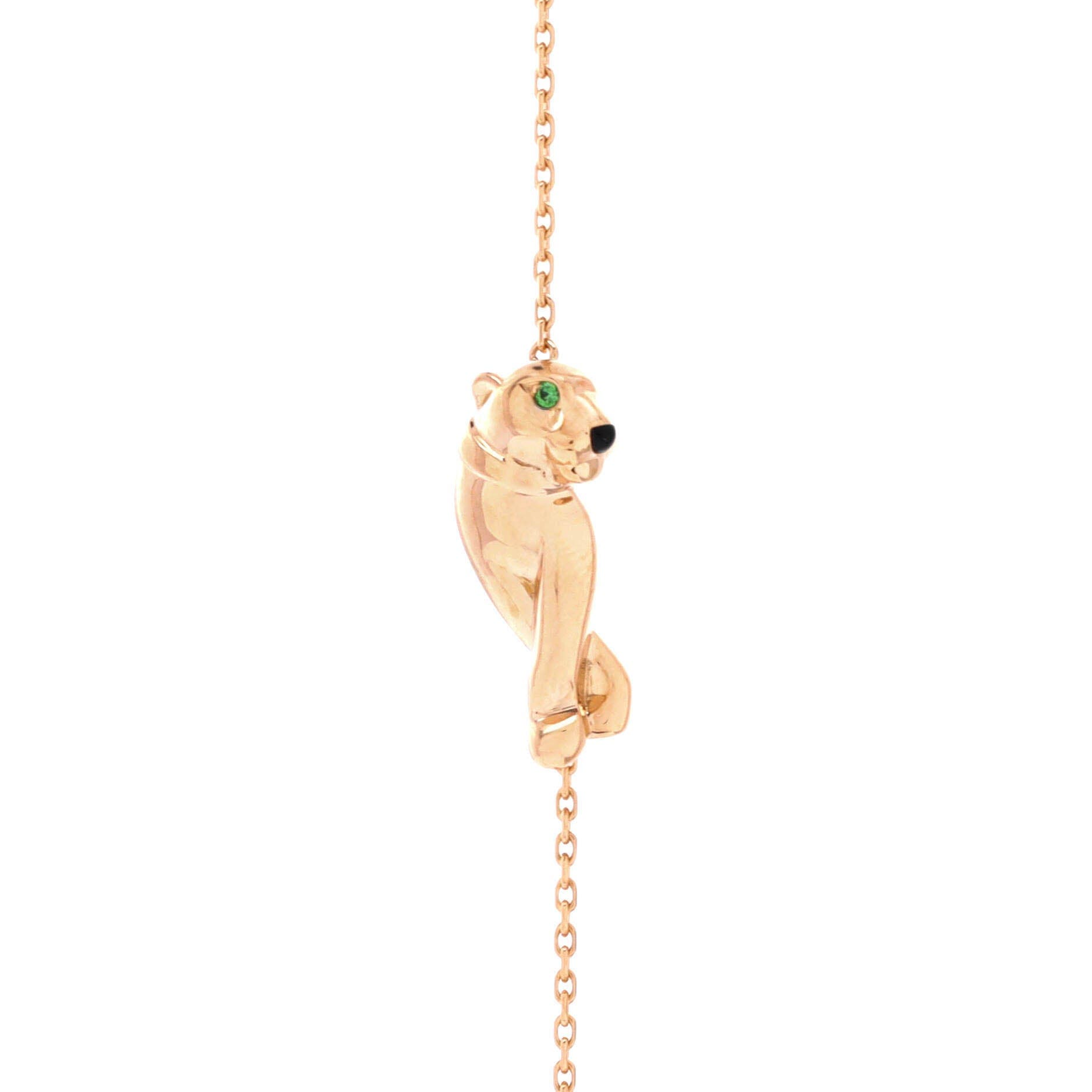Panthere de Cartier Single Chain Bracelet 18K Rose Gold with Tsavorite and Onyx Mini, Alternate, color, Metallic Gold