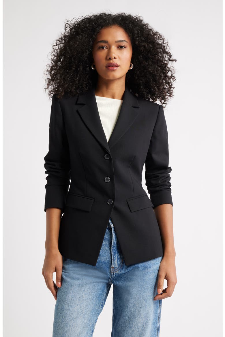 The Icon Fitted Single Breasted Blazer, Main, color, BLACK