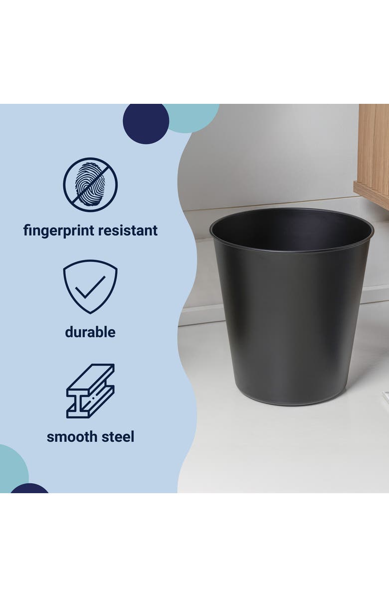 HAPPIMESS Nolan Modern Classic Smooth Steel 2 Gal Waste Bin, Alternate, color, Matte Black