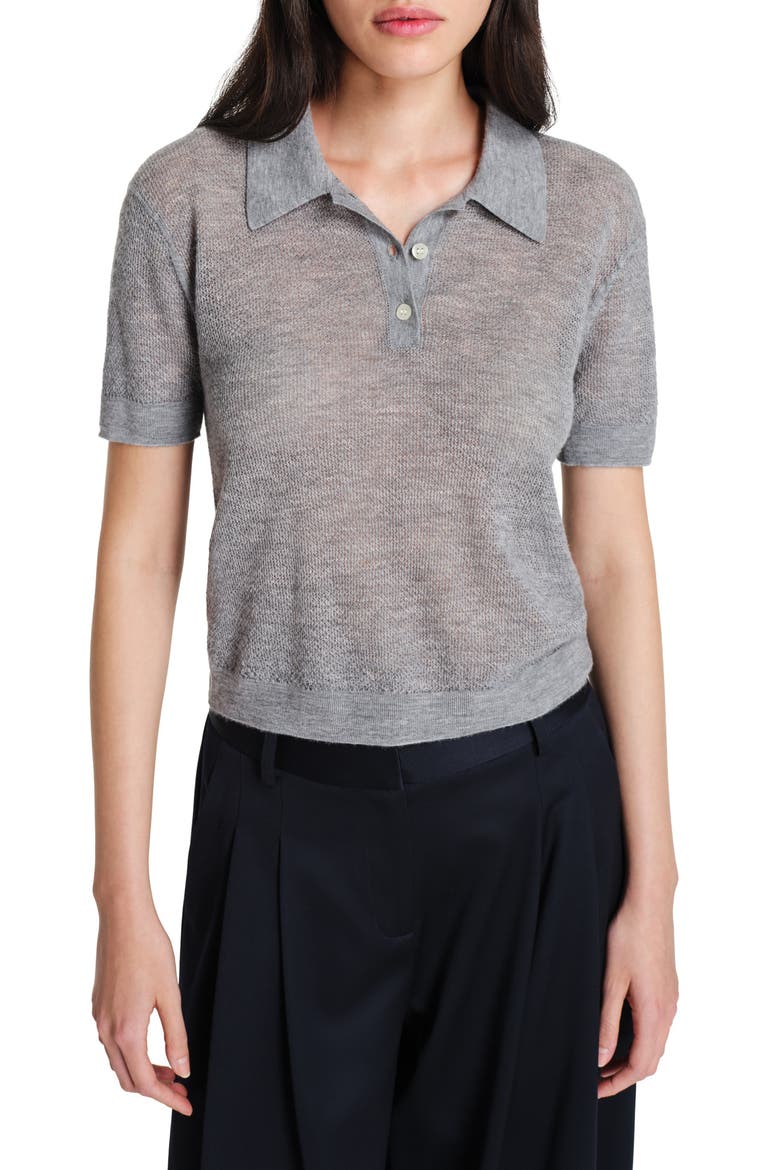 Gauze Cashmere Polo Sweater, Main, color, THUNDER