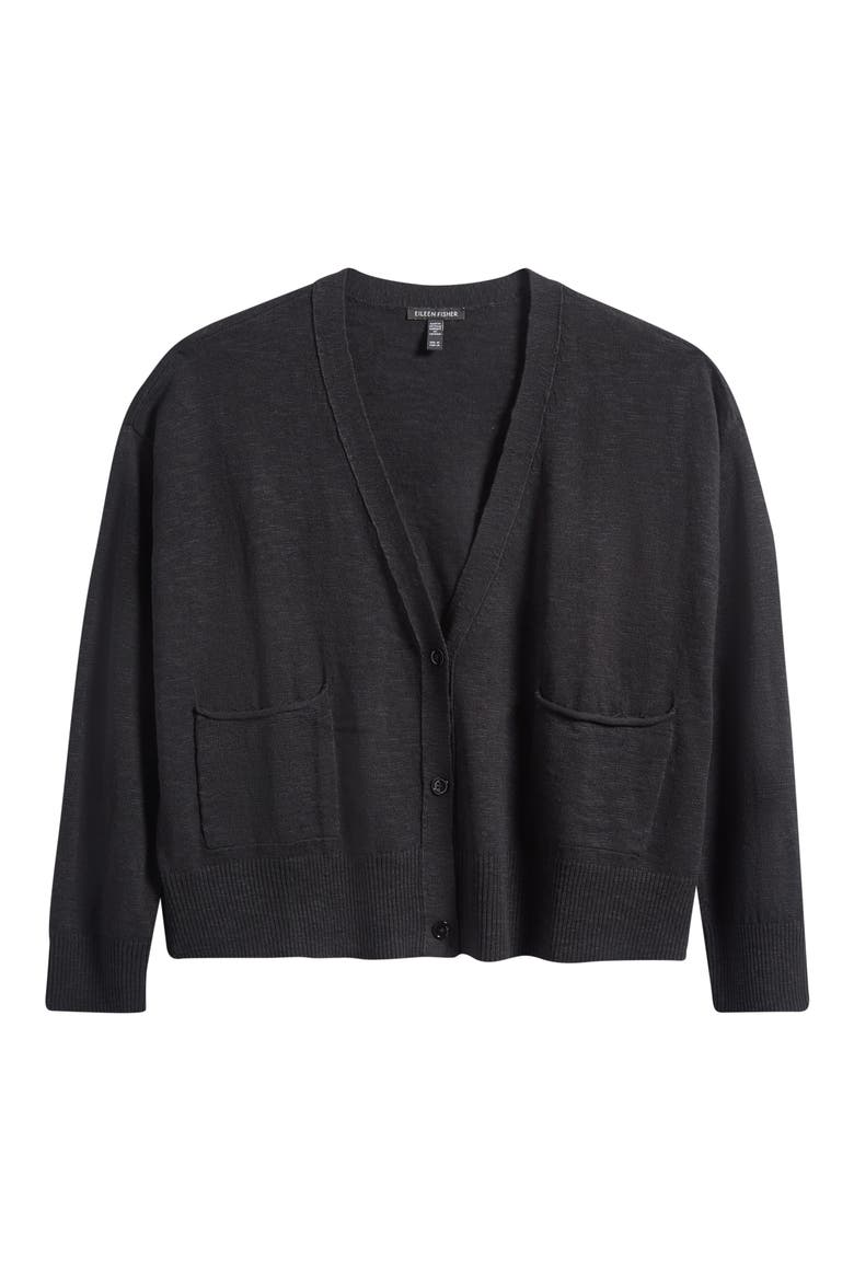 Organic Cotton & Organic Linen Cardigan, Alternate, color, BLACK