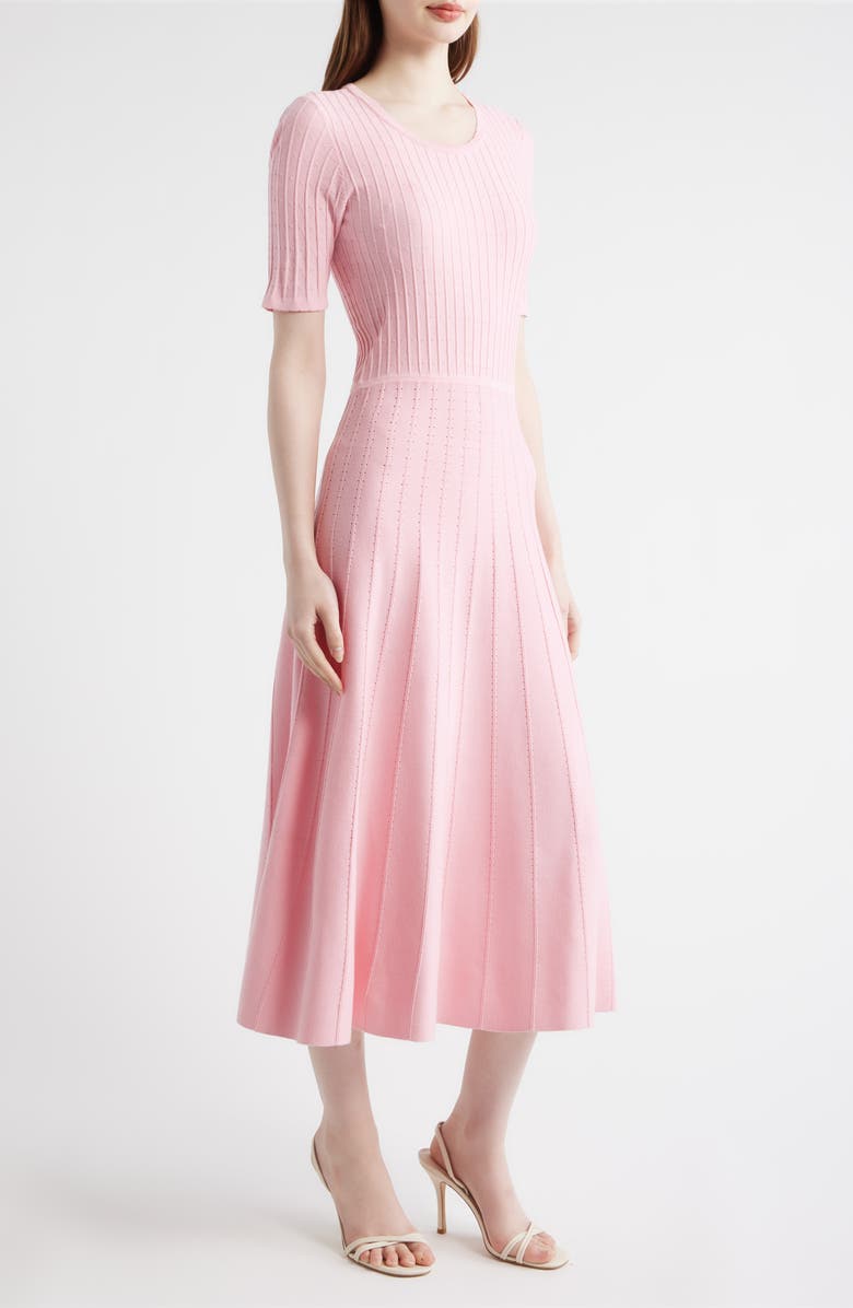 Elie Tahari The Carla Pointelle Sweater Dress, Alternate, color, Rose Veil