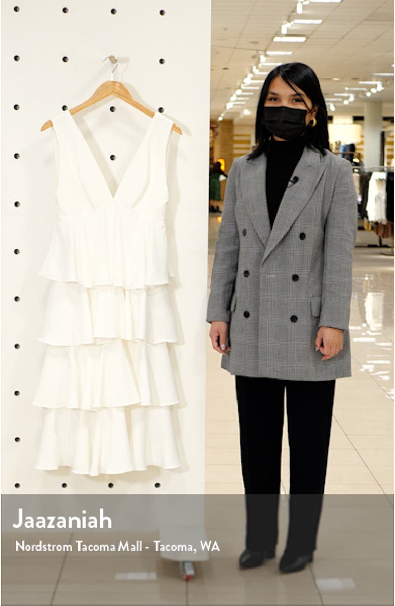 Plunge Neck Tiered Ruffle Cocktail Dress, sales video thumbnail