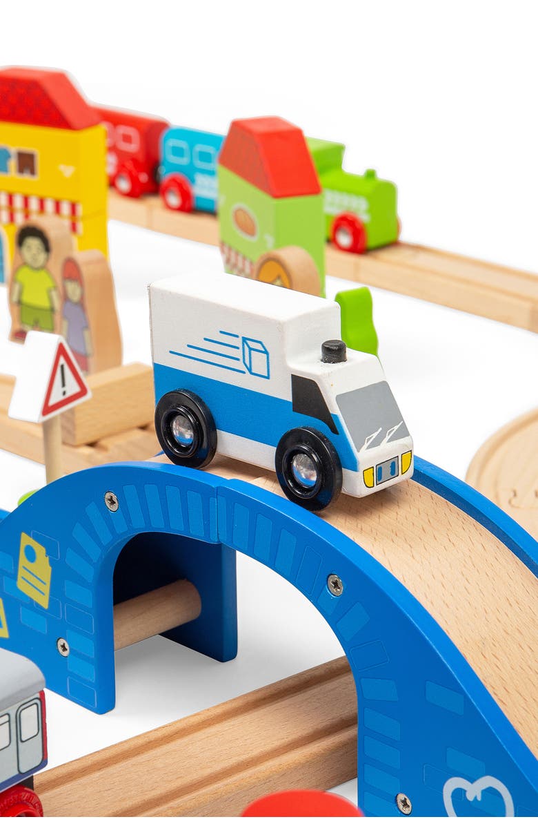 Bigjigs Rail City Road and Railway Set, Alternate, color, Brown