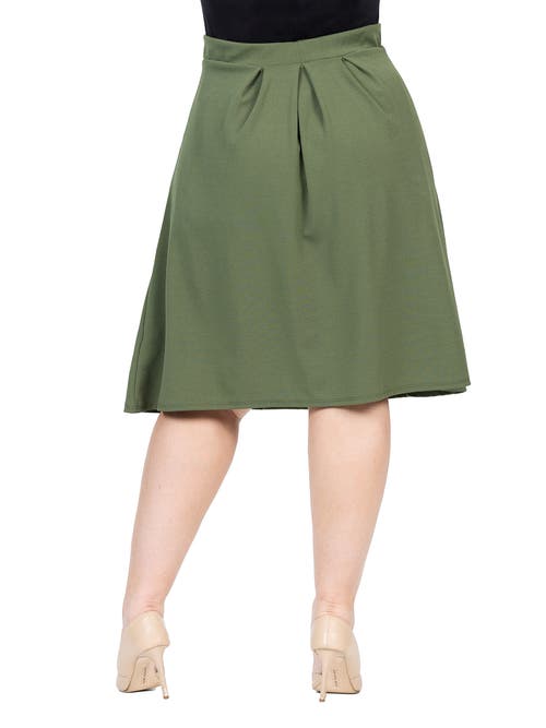 24seven Comfort Apparel Elastic Waist Pleated Knee Length Pocket Skirt In Multi