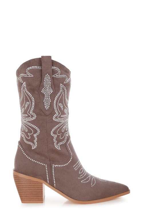 Rag & Co Latafa Rhinestone Western Boot In Brown