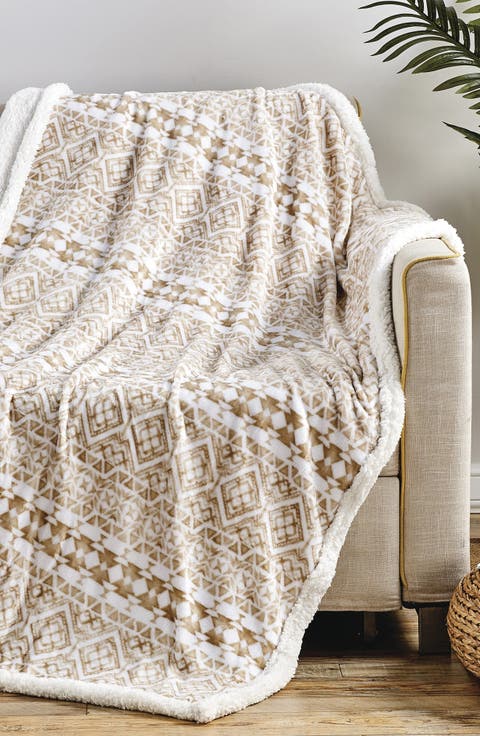 Tala Print Faux Shearling Throw Blanket