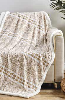 Luxury Home Tala Print Faux Shearling Throw Blanket