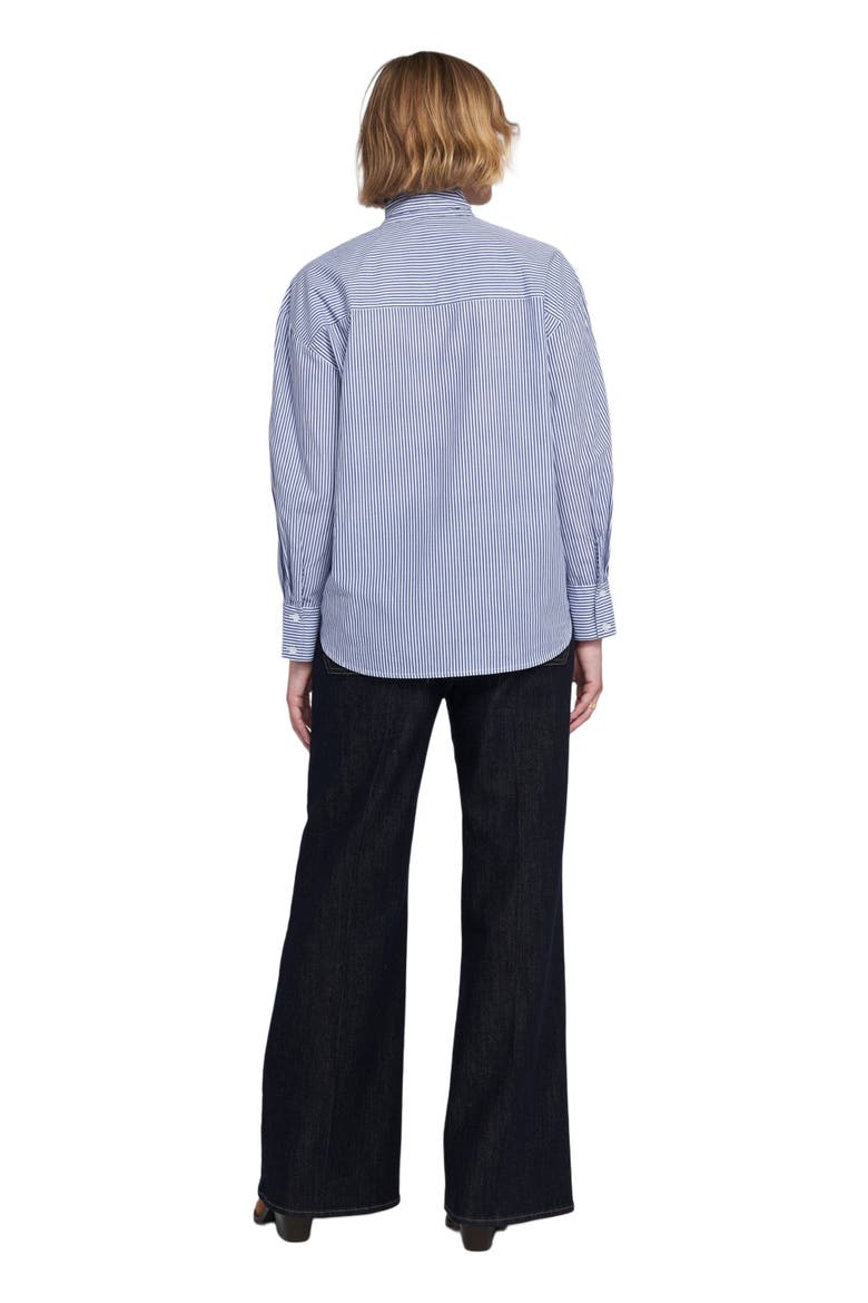 Striped Bow Shirt, Alternate, color, Navy/White