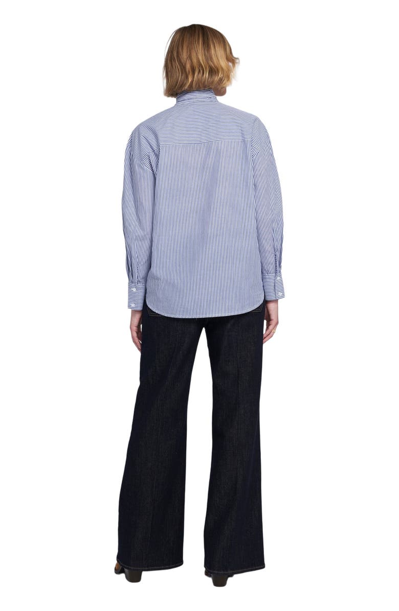 ELLE Collection Striped Bow Shirt, Alternate, color, Navy/White