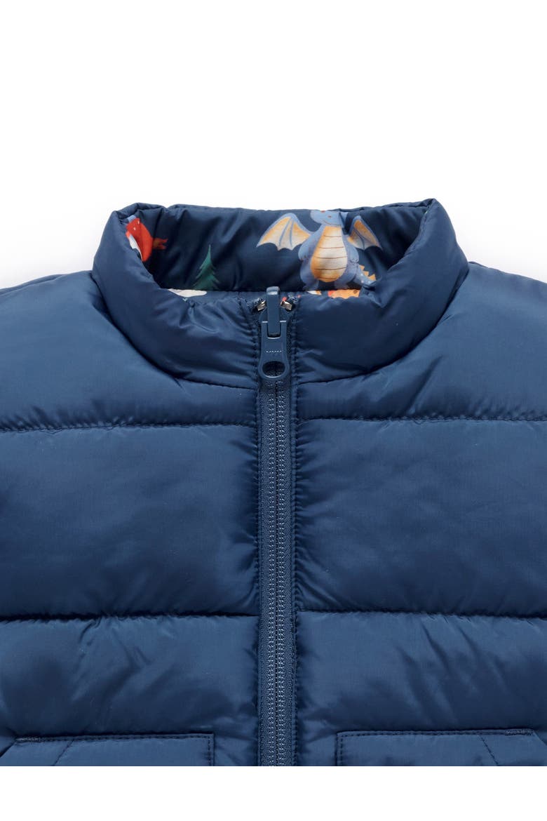 Baby Boy's Reversible Puffer Vest, Alternate, color, Dragon Print