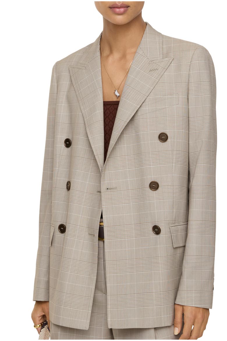 Check Wool Tailored Jacket, Main, color, Cloudy white/mountain green
