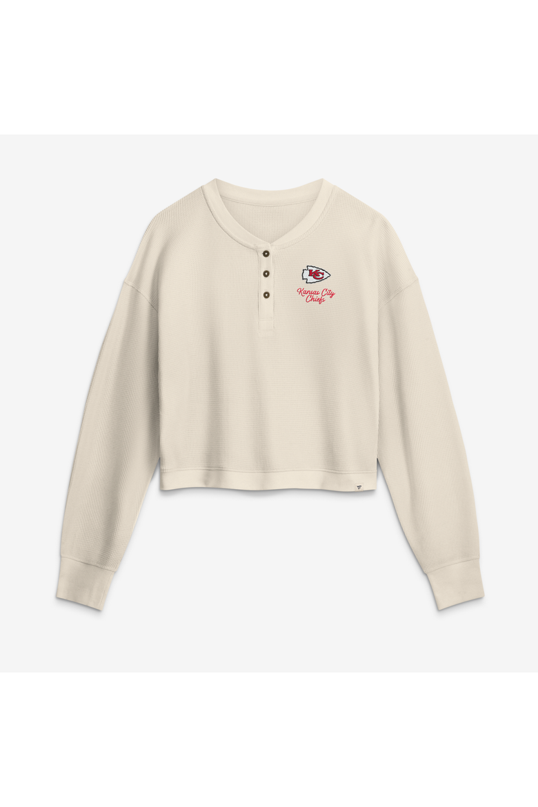 Women's Fanatics Cream Kansas City Chiefs Relaxed Cropped Long Sleeve Shirt, Main, color, Cream