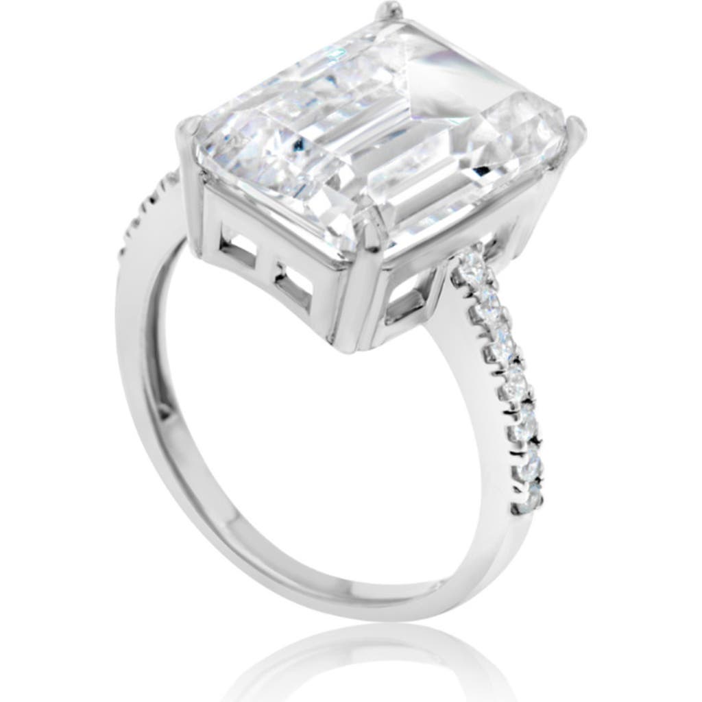 Shymi Emerald-cut Cubic Zirconia Cocktail Ring In Metallic