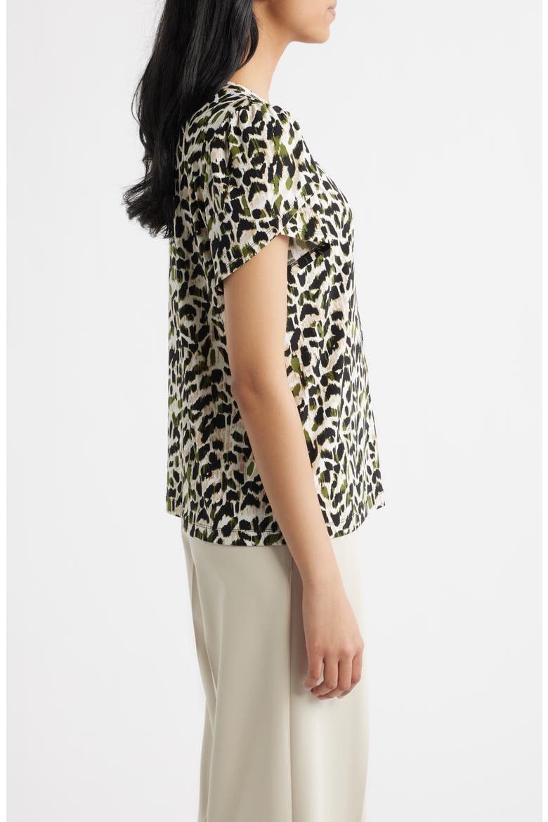 Animal Spot Tulip Sleeve Top, Alternate, color, BAY LEAF MULTI