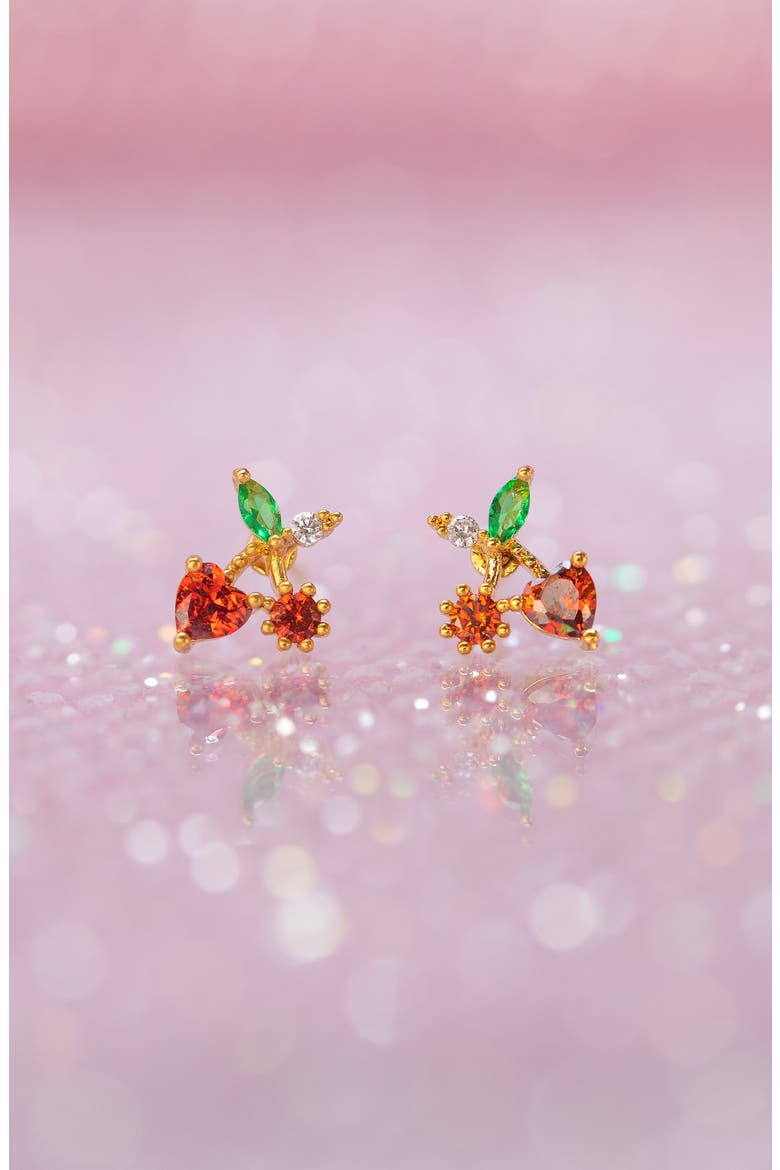 Cherry On Top Stud Earrings, Alternate, color, GOLD