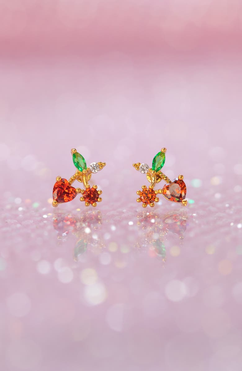 Girls Crew Cherry On Top Stud Earrings, Alternate, color, Gold