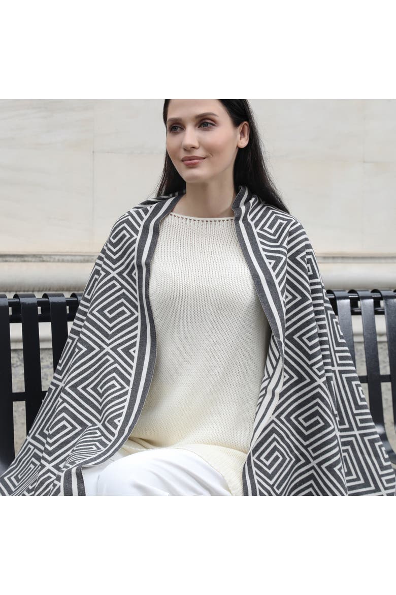 The Emma Scarf, Alternate, color, Dark Grey/Cream