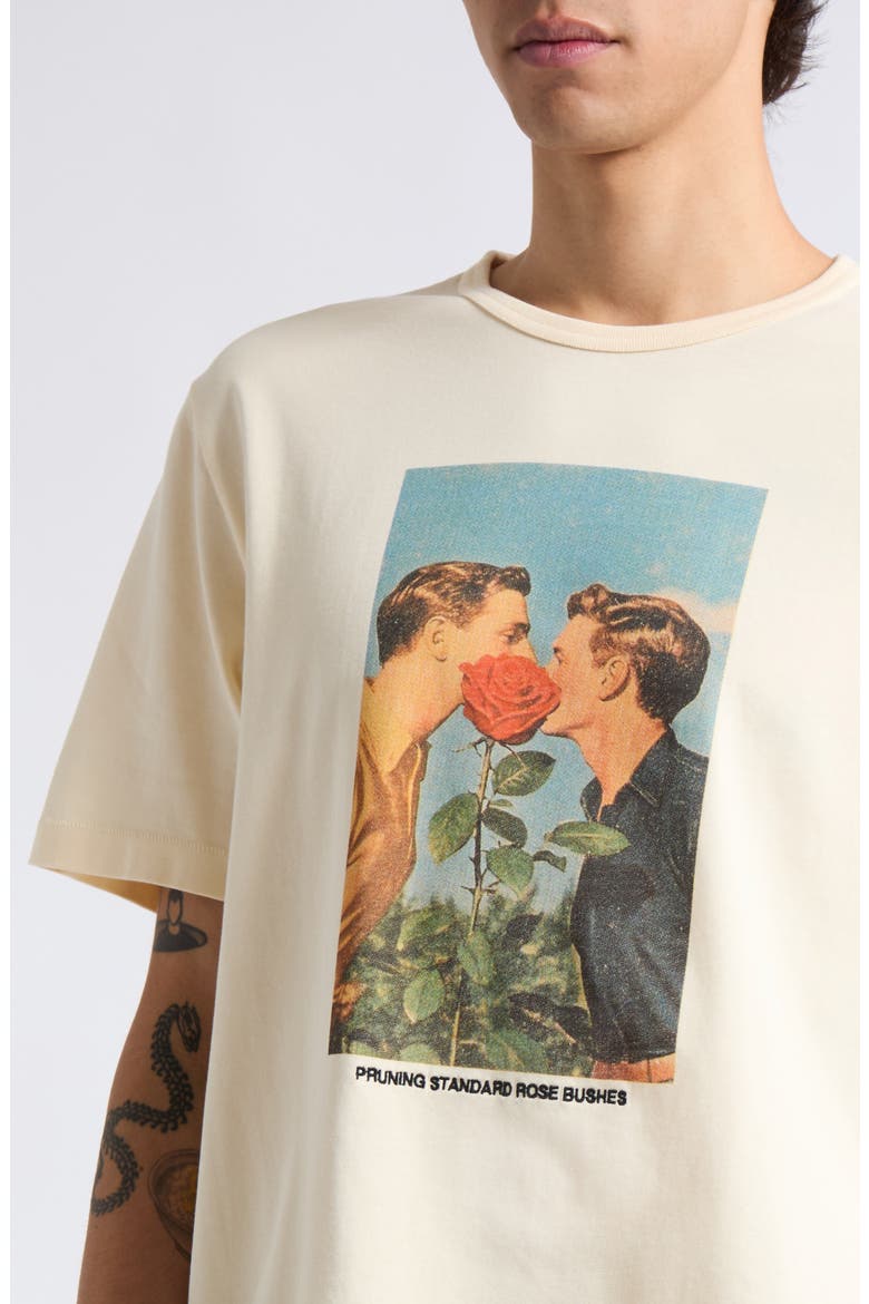 Kissing by the Rose Bush Graphic T-Shirt, Alternate, color, ECRU