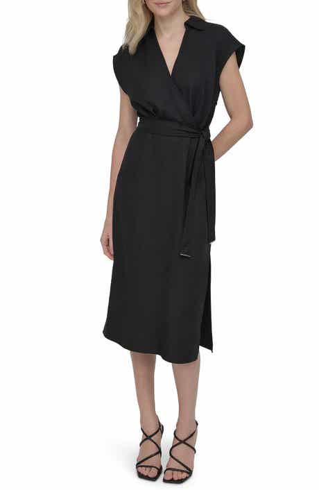 DKNY Faux Wrap Midi Dress