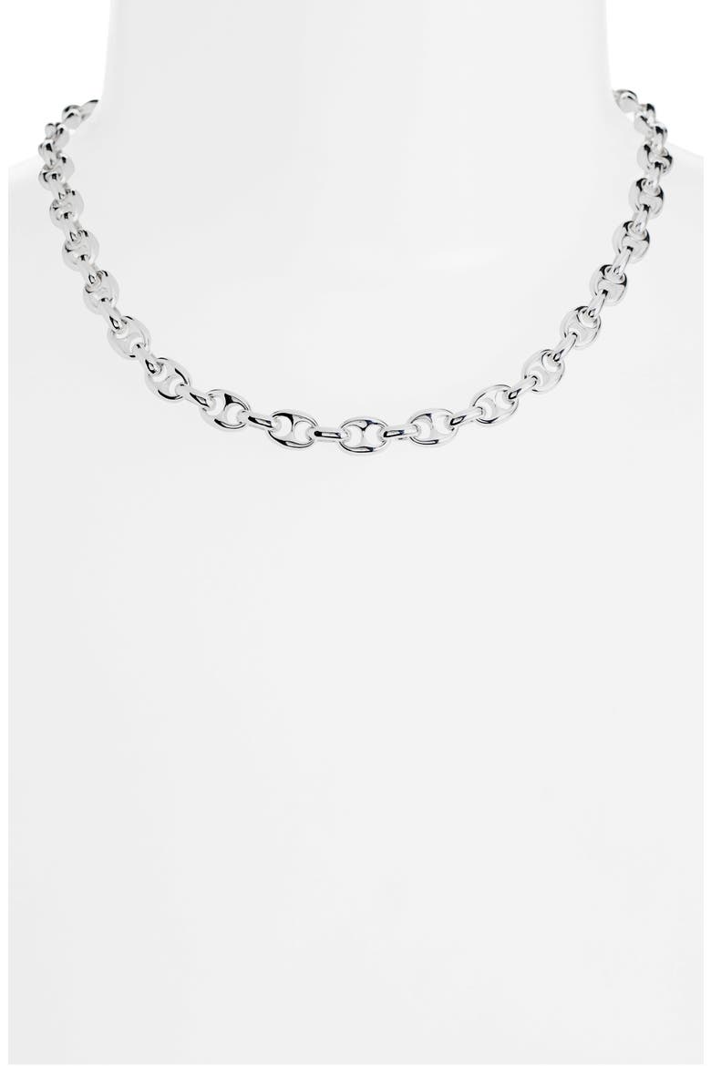 Puffy Mariner Link Necklace, Alternate, color, WARM SILVER