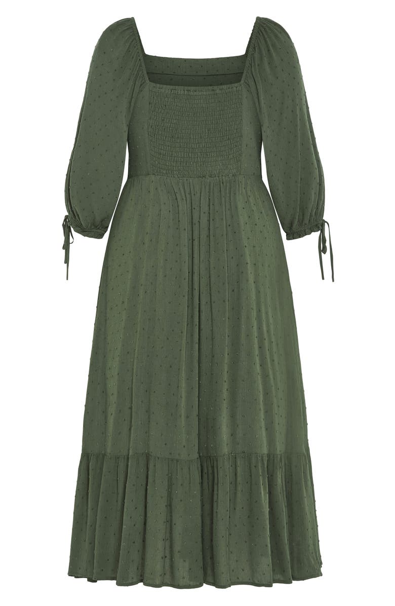 City Chic The Ally Clip Dot Maxi Dress, Alternate, color, Olive